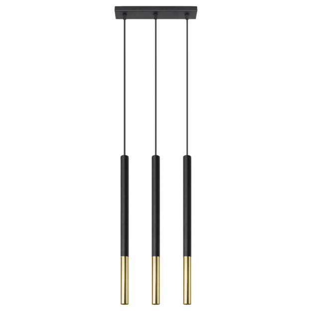 Lampe suspendue Solyon 3L noir/doré