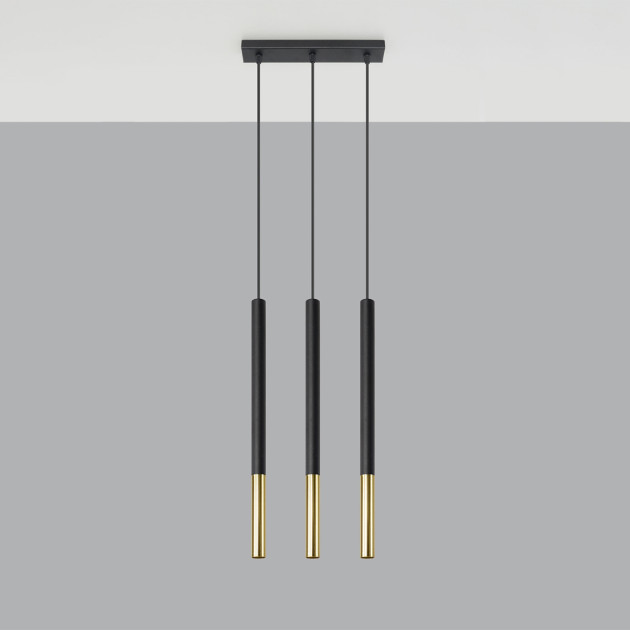 Lampe suspendue Solyon 3L noir/doré