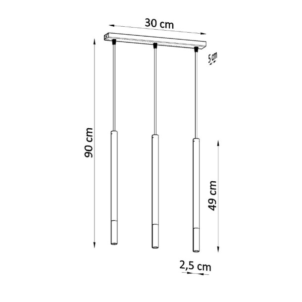 Lampe suspendue Solyon 3L noir/doré