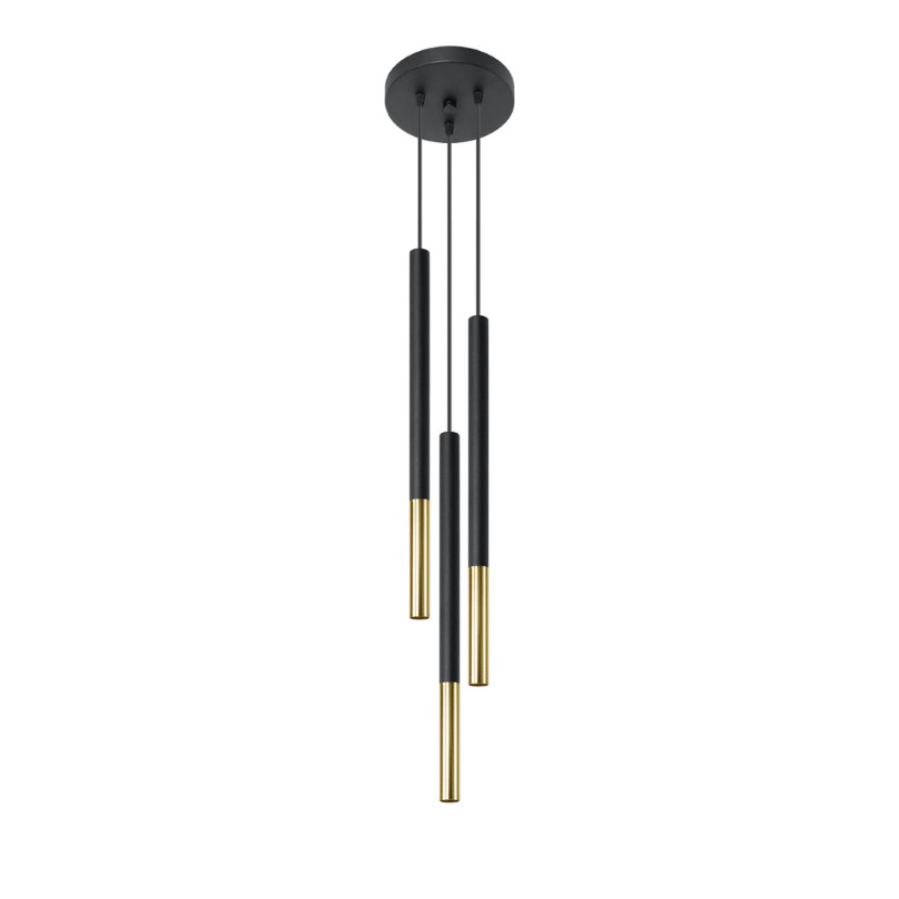 Lampe suspendue Solyon 3P noir/doré