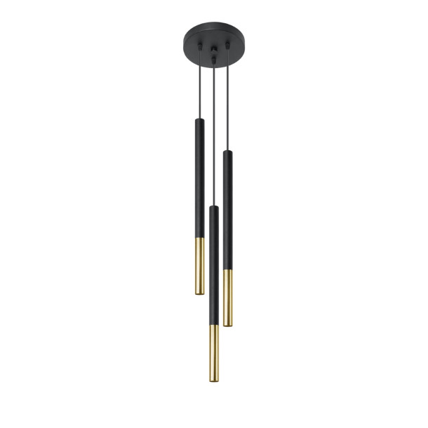 Lampe suspendue Solyon 3P noir/doré