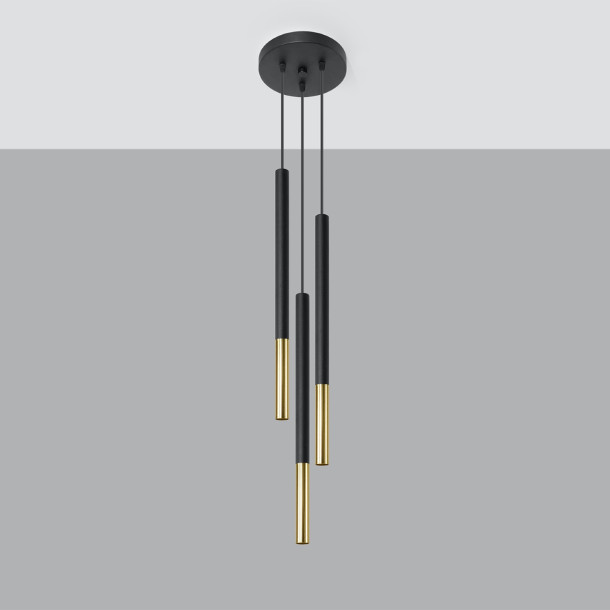 Lampe suspendue Solyon 3P noir/doré