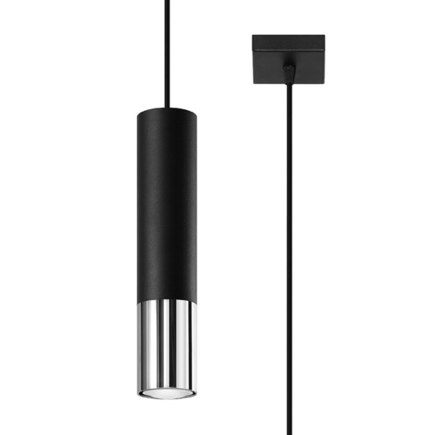 Lampe suspendue Elaeon 1 noir/chrome