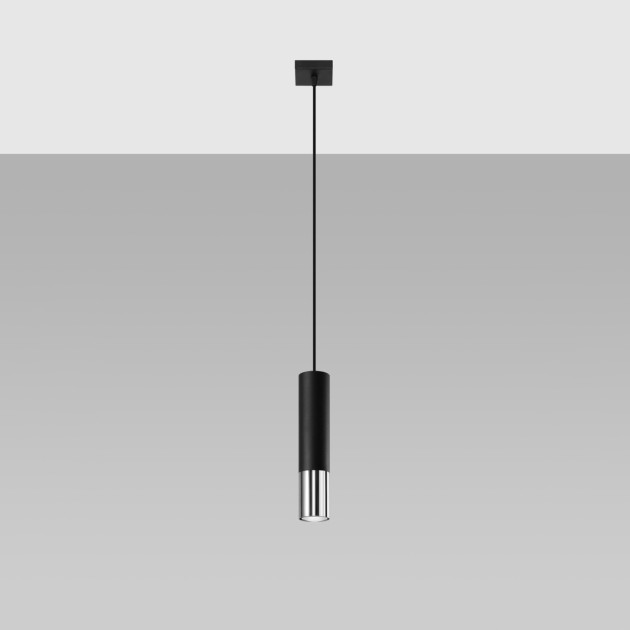 Lampe suspendue Elaeon 1 noir/chrome