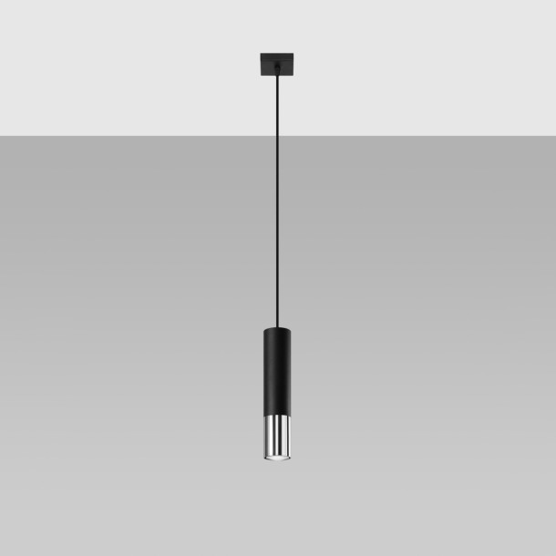Lampe suspendue Elaeon 1 noir/chrome