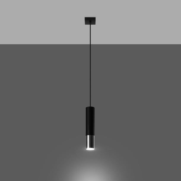 Lampe suspendue Elaeon 1 noir/chrome