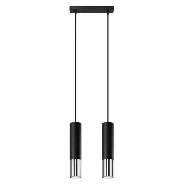Lampe suspendue Elaeon 2 noir/chrome