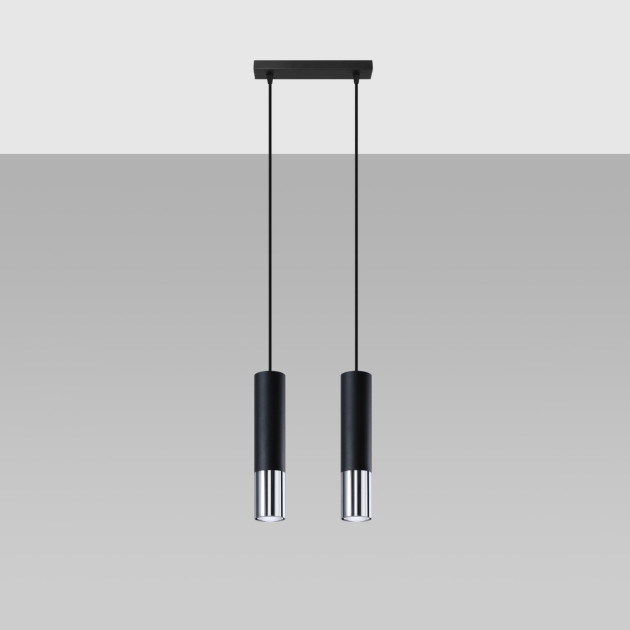 Lampe suspendue Elaeon 2 noir/chrome