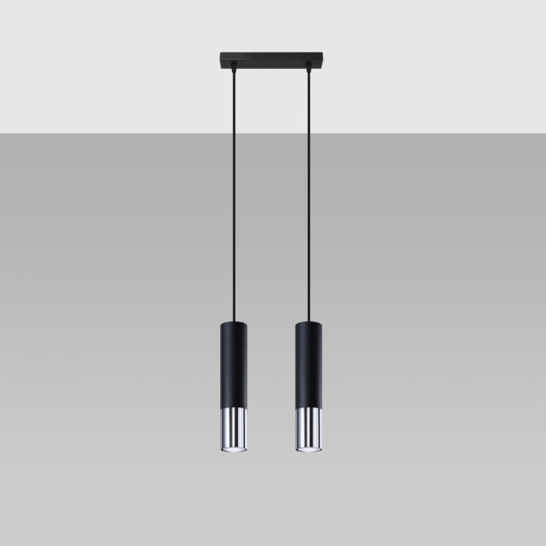 Lampe suspendue Elaeon 2 noir/chrome