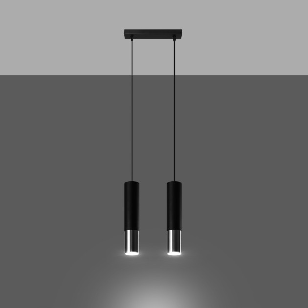 Lampe suspendue Elaeon 2 noir/chrome