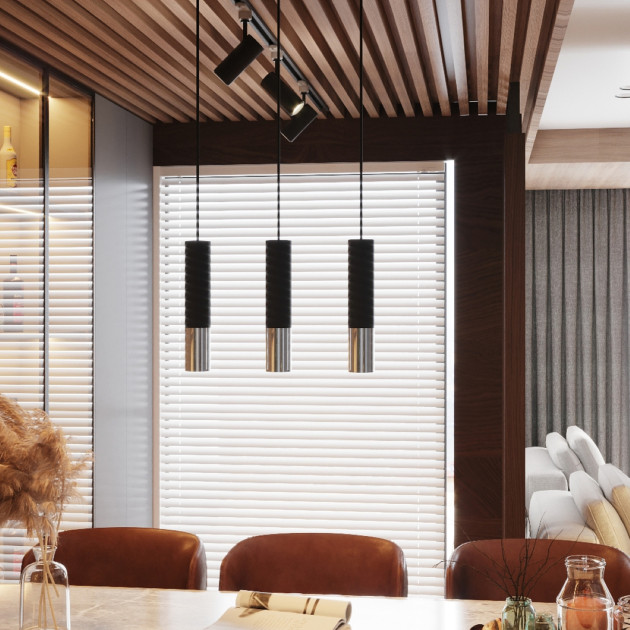 Lampe suspendue Elaeon 2 noir/chrome