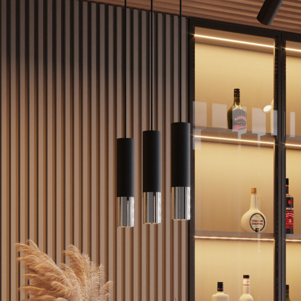 Lampe suspendue Elaeon 2 noir/chrome