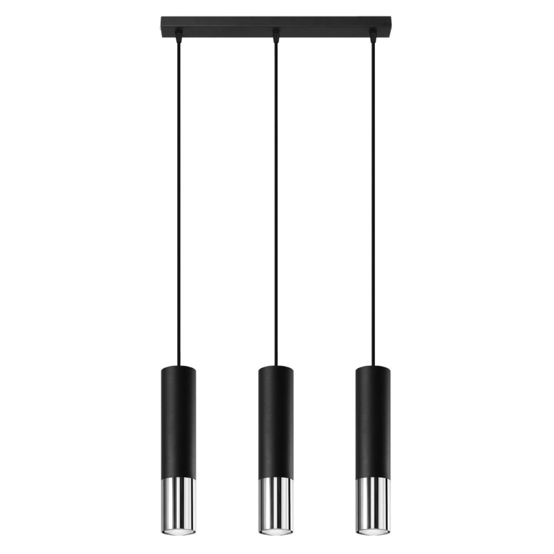 Lampe suspendue Elaeon 3L noir/chrome