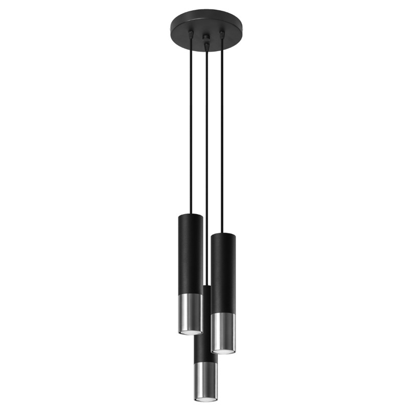 Lampe suspendue Elaeon 3P noir/chrome