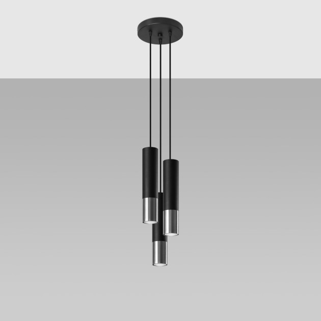 Lampe suspendue Elaeon 3P noir/chrome