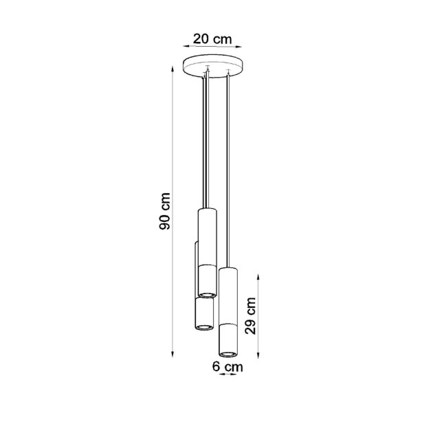 Lampe suspendue Elaeon 3P noir/chrome