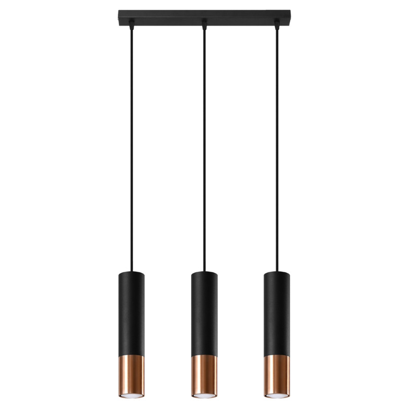Lampe suspendue Elaeon 3L noir/cuivre