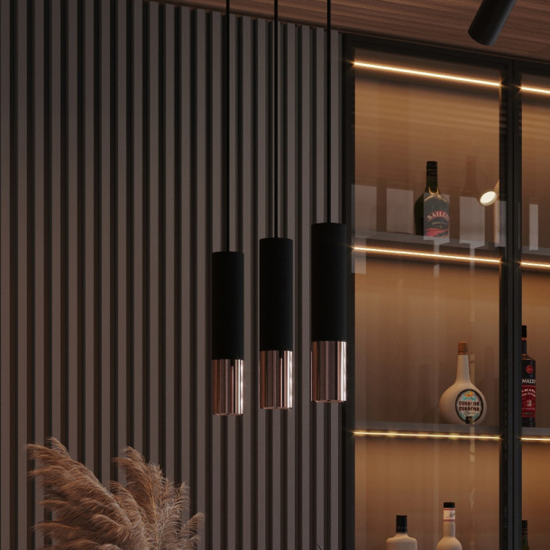 Lampe suspendue Elaeon 3L noir/cuivre