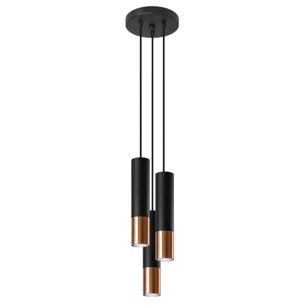 Lampe suspendue Elaeon 3P noir/cuivre