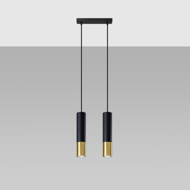 Lampe suspendue Elaeon 2 noir/doré