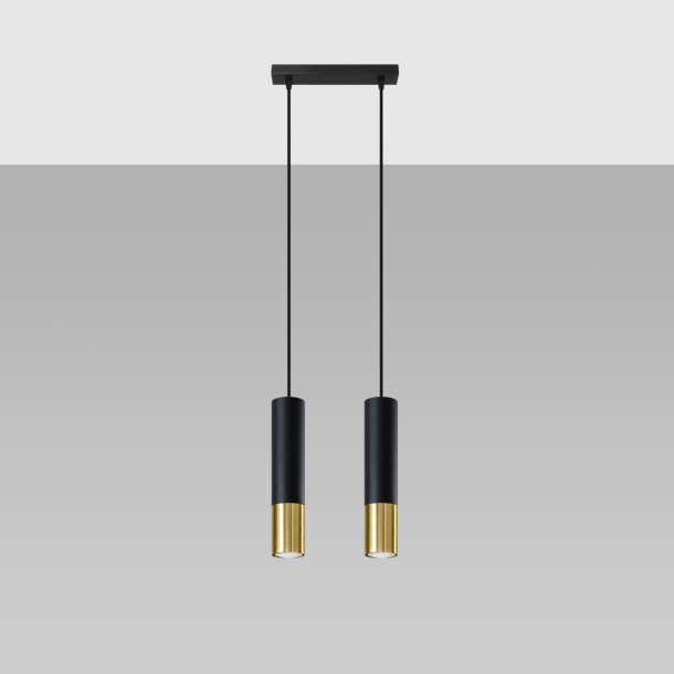 Lampe suspendue Elaeon 2 noir/doré