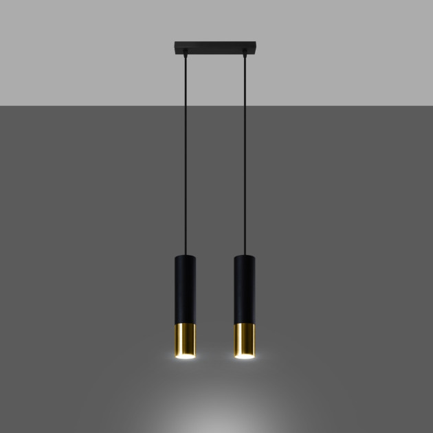 Lampe suspendue Elaeon 2 noir/doré