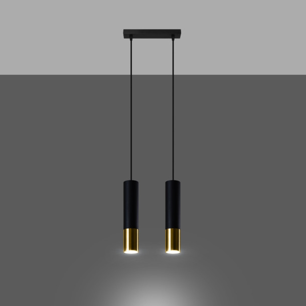 Lampe suspendue Elaeon 2 noir/doré