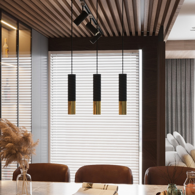 Lampe suspendue Elaeon 2 noir/doré