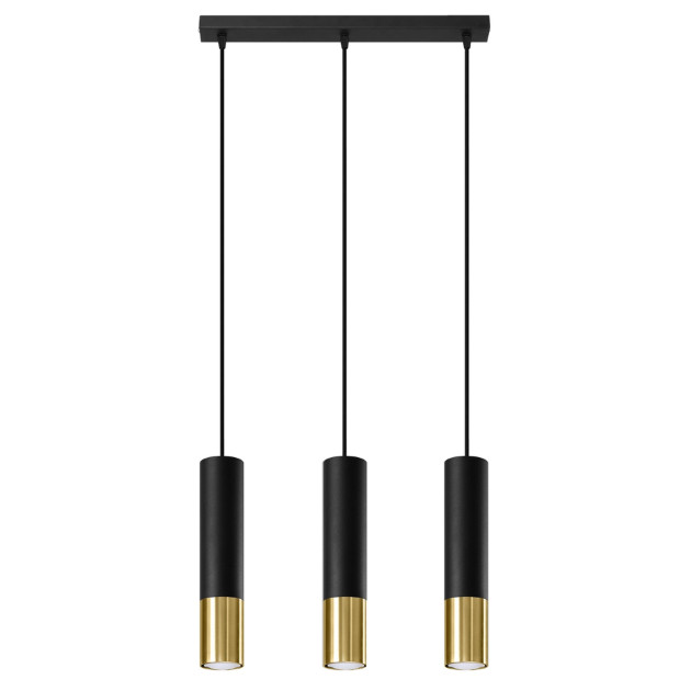 Lampe suspendue Elaeon 3L noir/doré