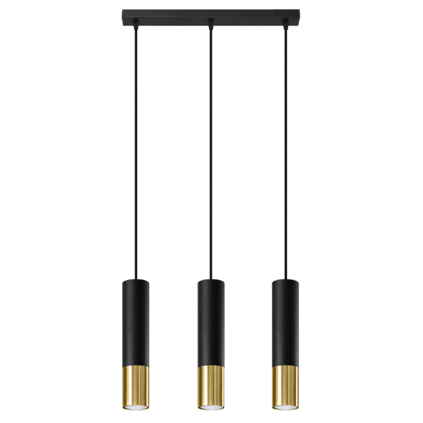 Lampe suspendue Elaeon 3L noir/doré