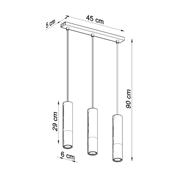 Lampe suspendue Elaeon 3L noir/doré