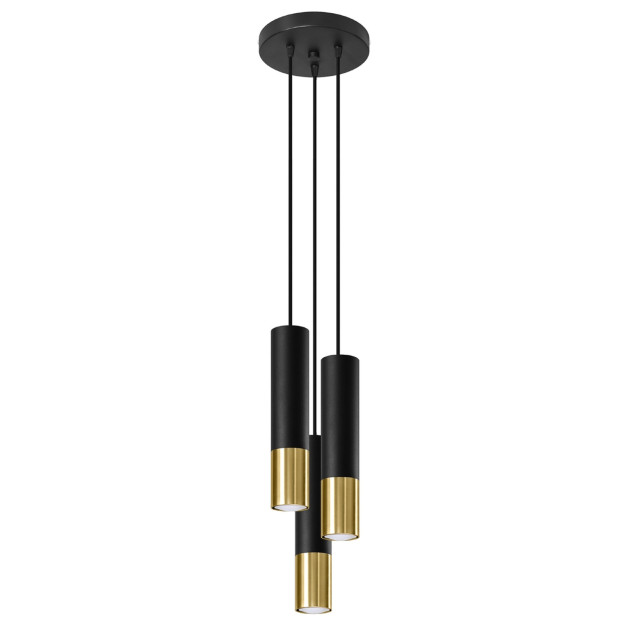 Lampe suspendue Elaeon 3P noir/doré