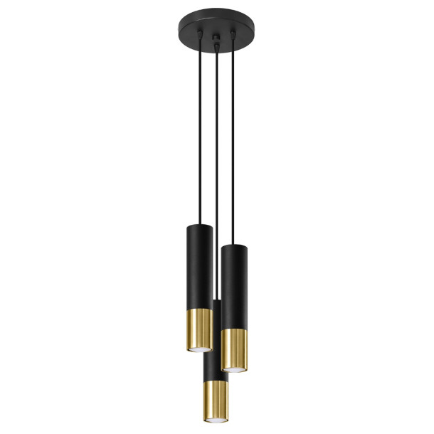 Lampe suspendue Elaeon 3P noir/doré