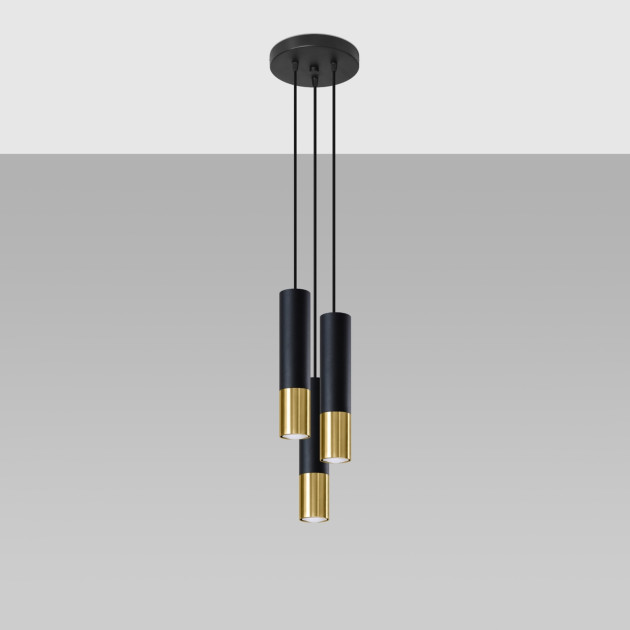 Lampe suspendue Elaeon 3P noir/doré