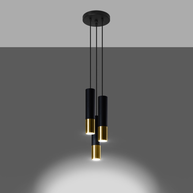 Lampe suspendue Elaeon 3P noir/doré