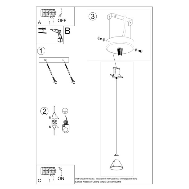 Lampe pendante Elyla 1 blanc [E27].