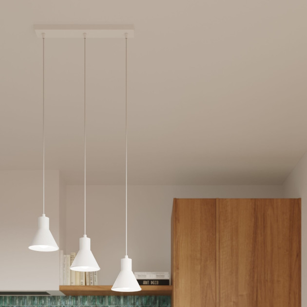 Lampe pendante Elyla 3 blanche [E27].
