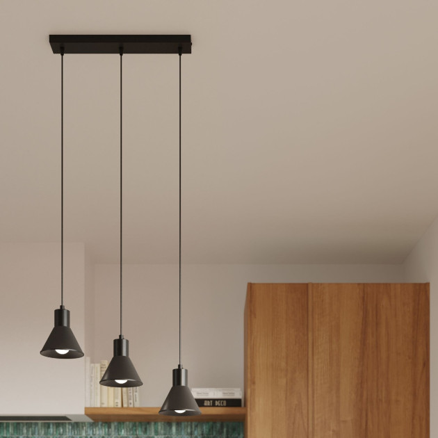 Lampe pendante Elyla 1 noir [E27].