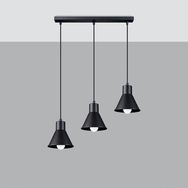 Lampe pendante Elyla 3 noir [E27].
