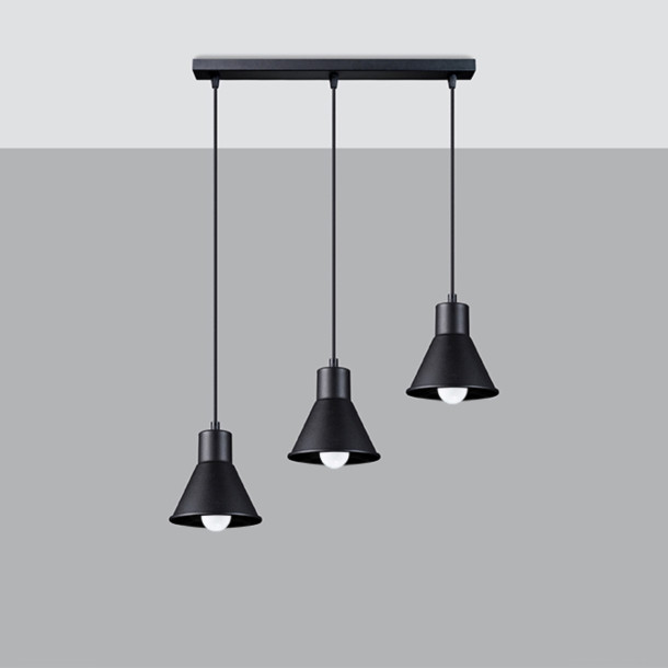 Lampe pendante Elyla 3 noir [E27].
