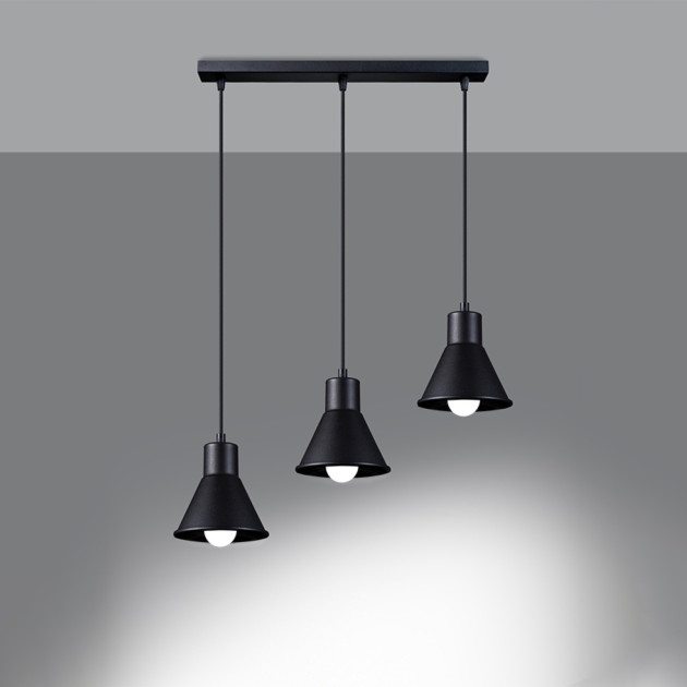 Lampe pendante Elyla 3 noir [E27].