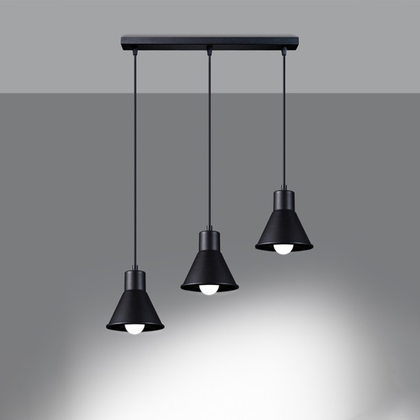 Lampe pendante Elyla 3 noir [E27].