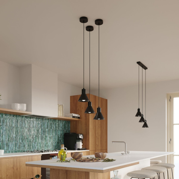 Lampe pendante Elyla 3 noir [E27].