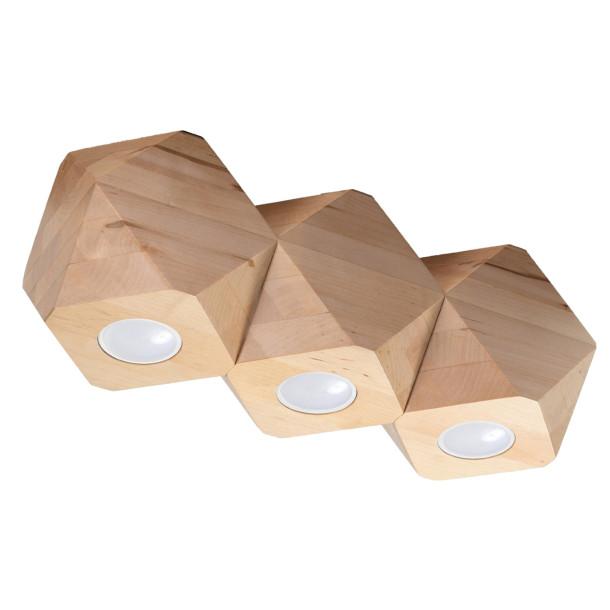 Plafonnier Oryen 3 en bois naturel