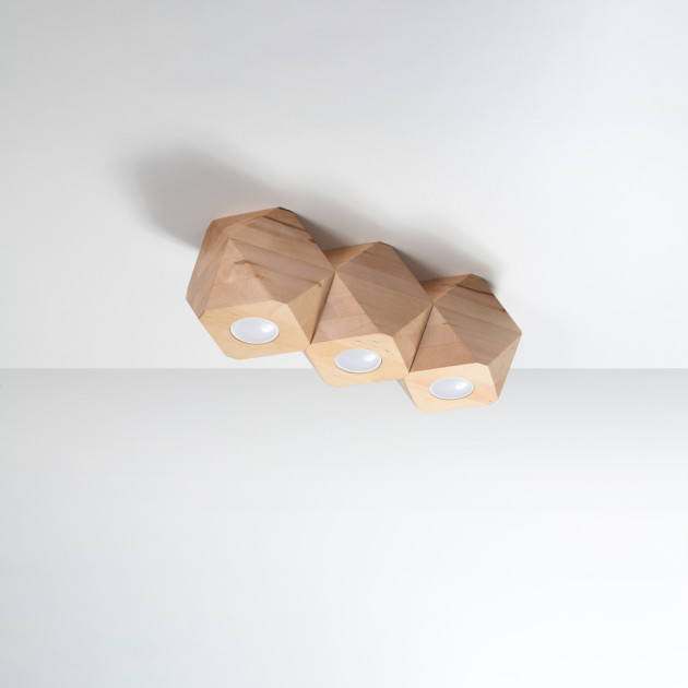 Plafonnier Oryen 3 en bois naturel