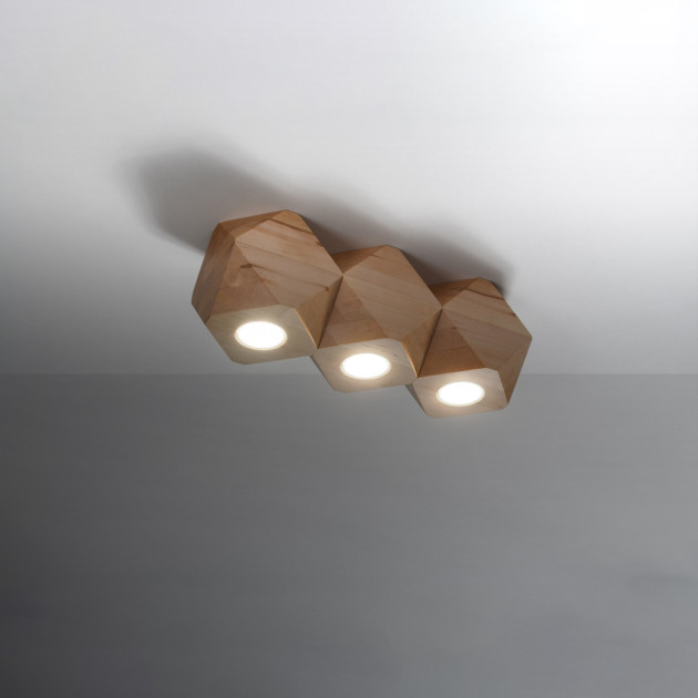 Plafonnier Oryen 3 en bois naturel