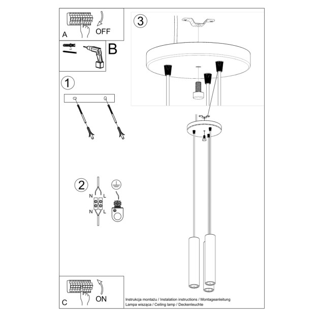 Lampe suspendue Elyaiais 3P