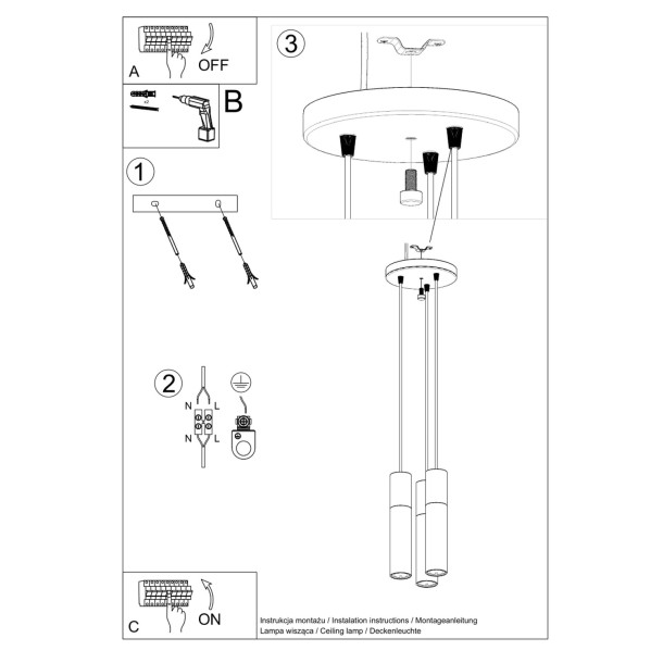 Lampe pendante Coraeor 3P blanc