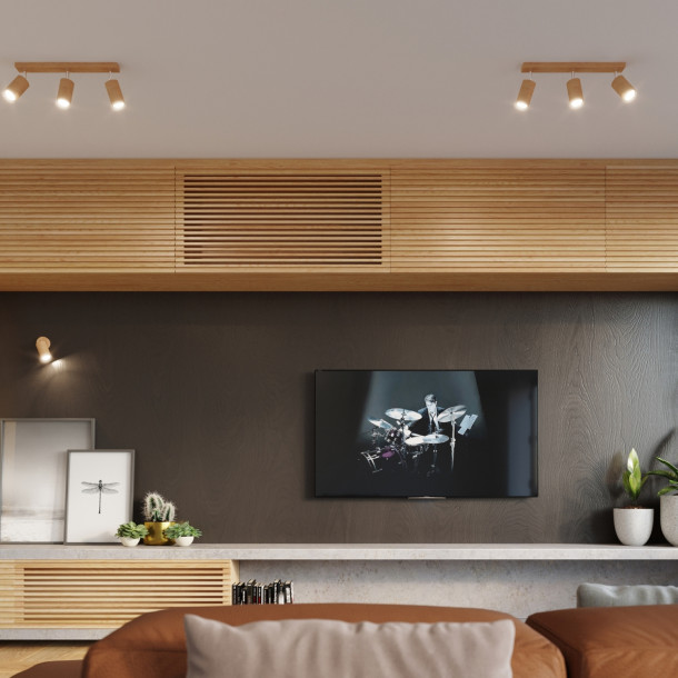 Plafonnier Elyor 4 en bois naturel