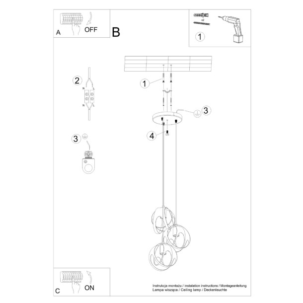 Lampe pendante Lineaaena 3P blanc